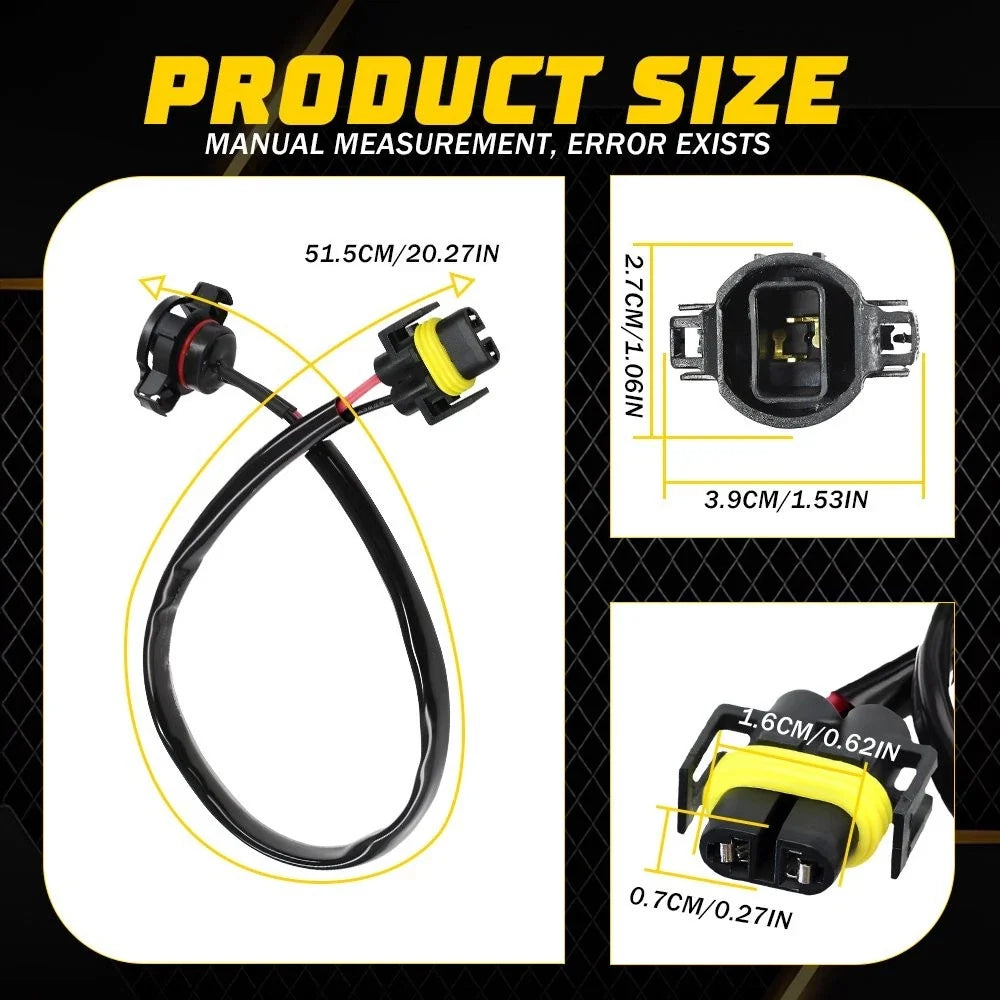 2X Fog Light Conversion Wire Harness Pigtail Socket for H11 H8 (5202)