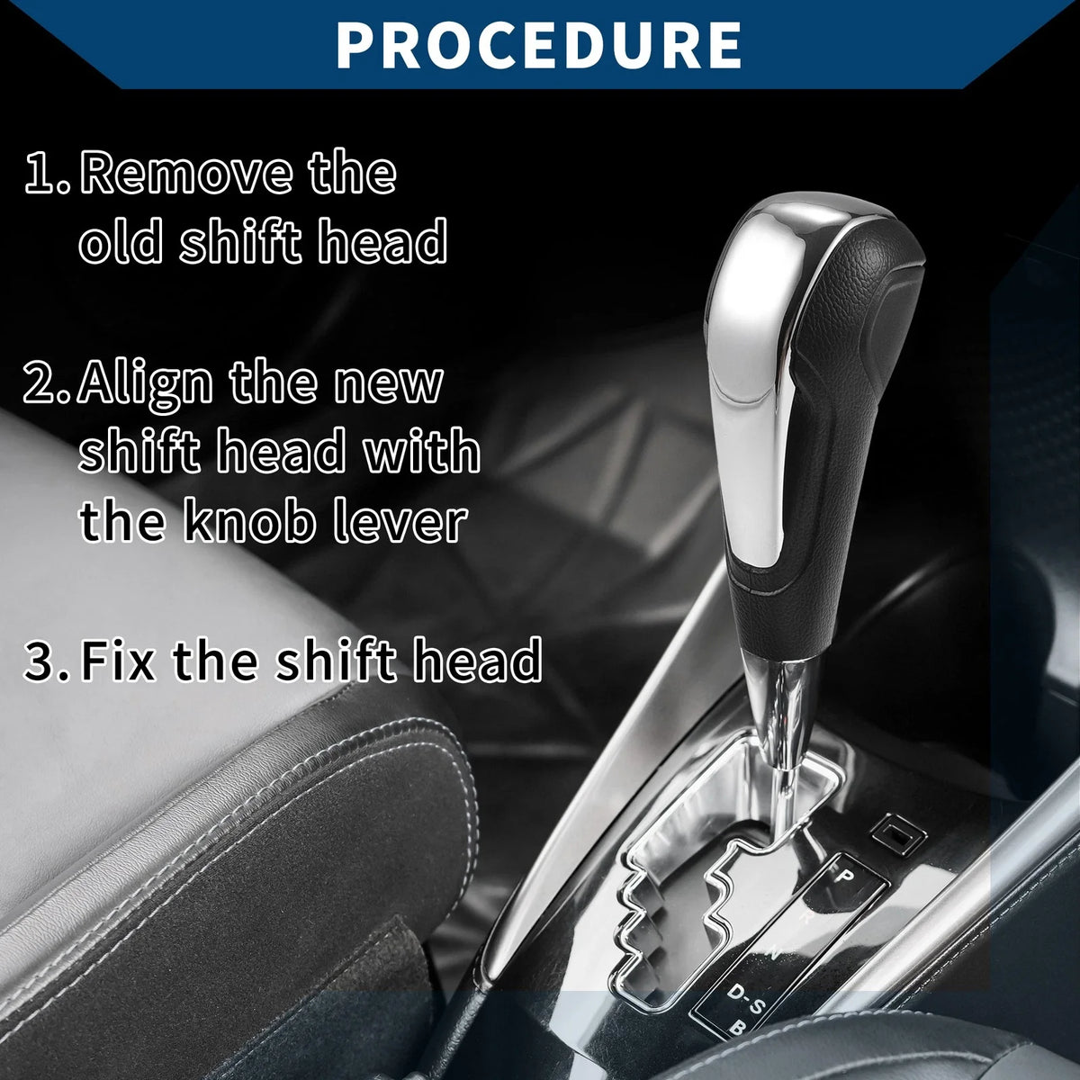 Automatic Gear Shift Knob for Chevrolet Aveo (2011–2017) Faux Leather Silver