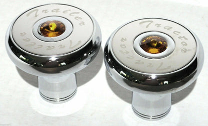 Set of 2 Air Brake Knobs for Tractor Trailer (UP21510-23516) Chrome Amber
