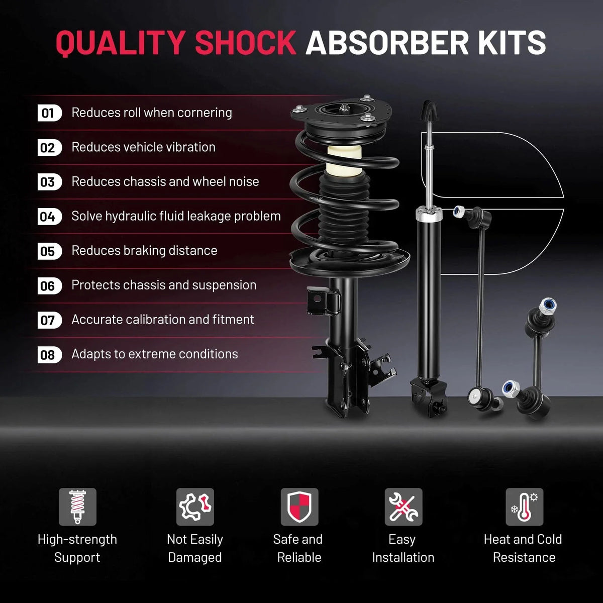 Front Struts and Rear Shock Coil Spring Suspension Kit for Nissan Altima (2007–2013)