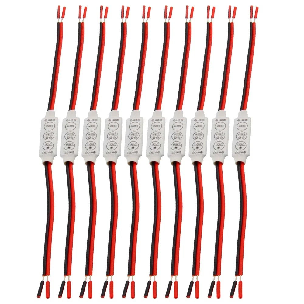 Set of 10 Low-profile Inline Controller Dimmer Switch for LED Strip Light