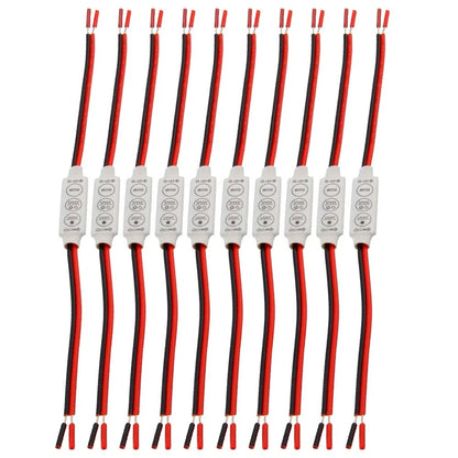 Set of 10 Low-profile Inline Controller Dimmer Switch for LED Strip Light