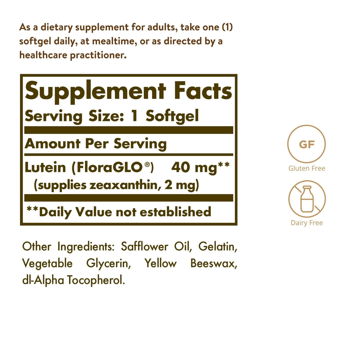Lutein 40 mg Softgels for Support (30 Count)