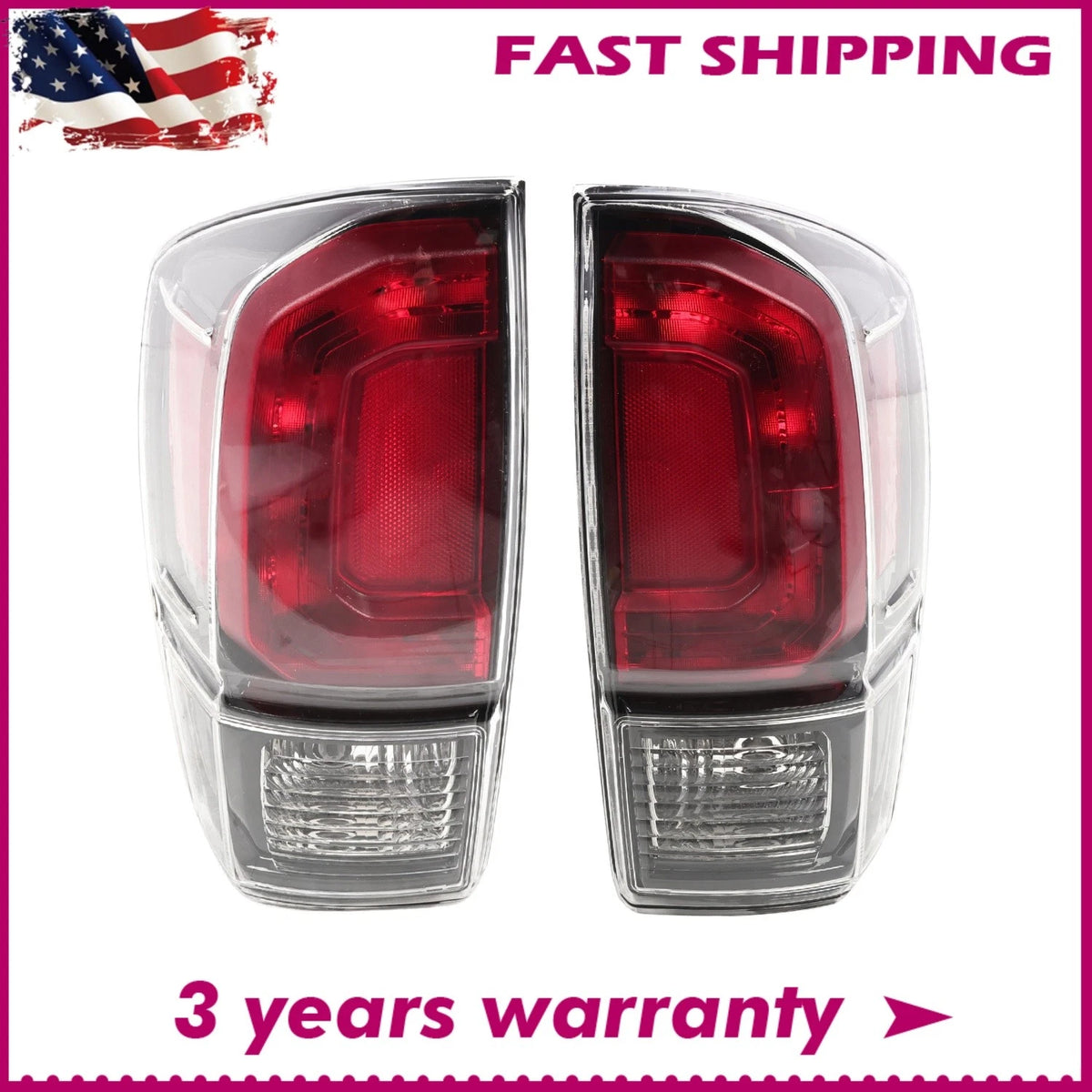Pair Black Tail Lights for Toyota Tacoma (2016–2023) TO2800201, TO2801201