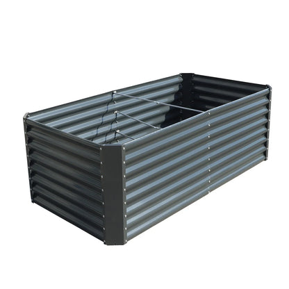 Set of 2 Galvanized Raised Garden Beds for Outdoor Planting