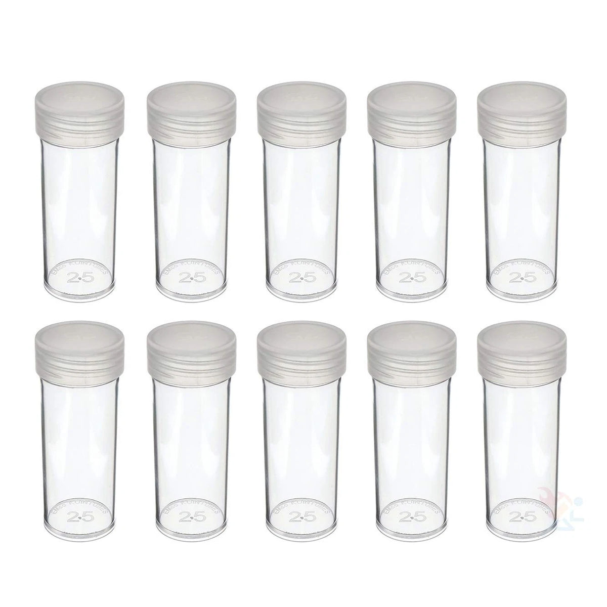10X Round Clear Plastic Coin Storage Tubes for Quarter Size Coins