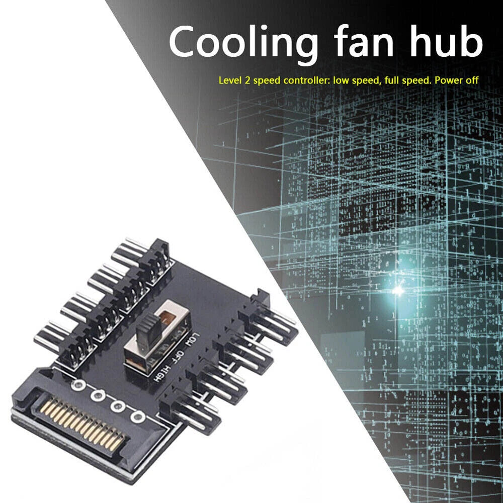 3X Splitter Cooling Fan Hub 1 to 8 3Pin 12V Power Socket PCB Adapter