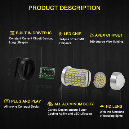 2X AUXITO 3157 3156 LED Bulbs for Reverse Backup Light Fog Light (EXC)