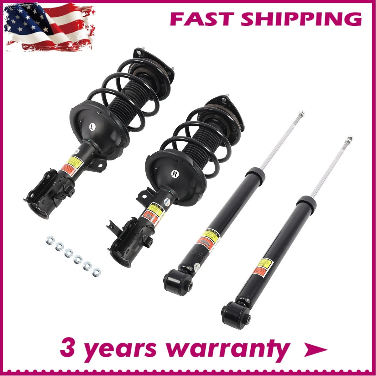 Front Strut Rear Shock Absorber Kit for Hyundai Accent Kia Rio (2006–2011) 172298, 172297, 348002