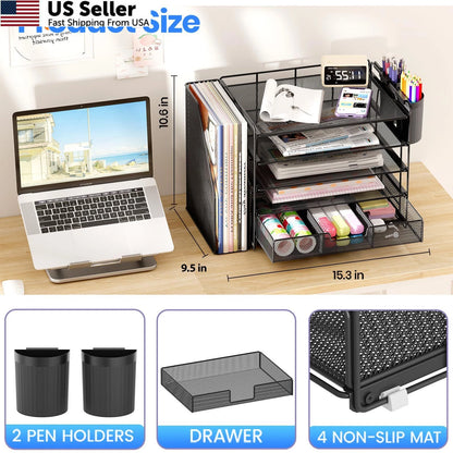 5-Tier Desk Organizer for Office Use (Black)