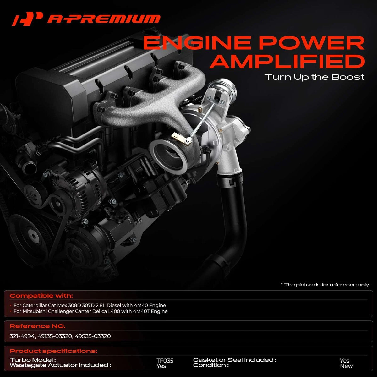Turbocharger for Mitsubishi Challenger (308D, 307D) (4913503320, 49S35-03320)