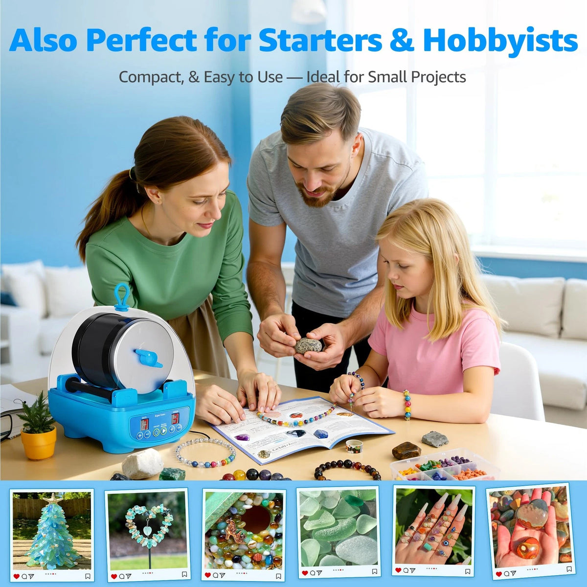 KomeStone K5 Rock Tumbler for Kids & Starters (Dual Noise-Reducing)