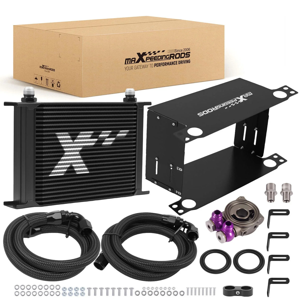 25 Row Oil Cooler for Universal Applications - 10AN Aluminum, NPT Ports