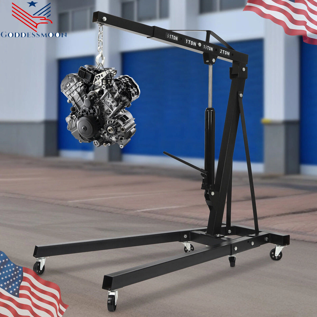 2 Ton Heavy Duty Engine Hoist Cherry Picker Lift (4409 lbs)