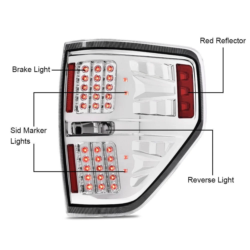LED Rear Tail Lights Brake Lamps Assembly for Ford F-150 (2009–2014)