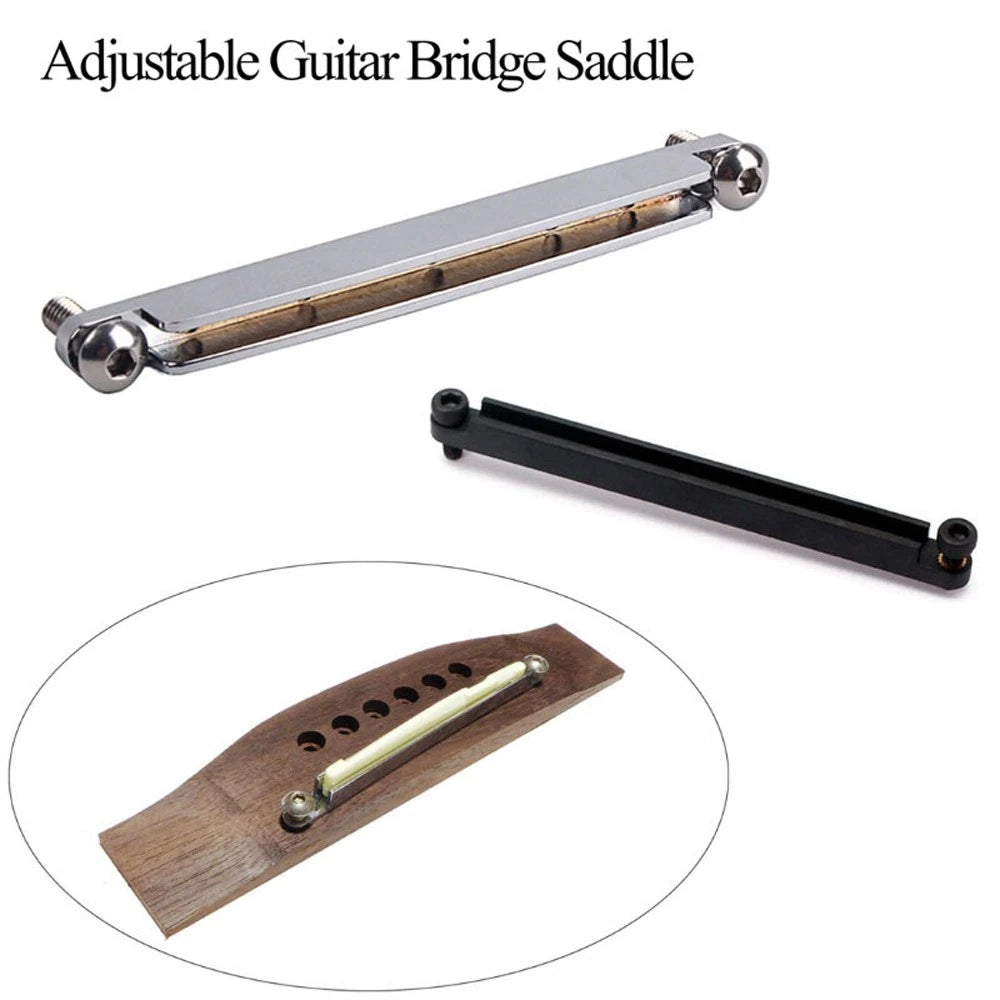 Set of 2 Adjustable Bridge Saddle Tools Nut for Acoustic Guitar L008-A002-Set