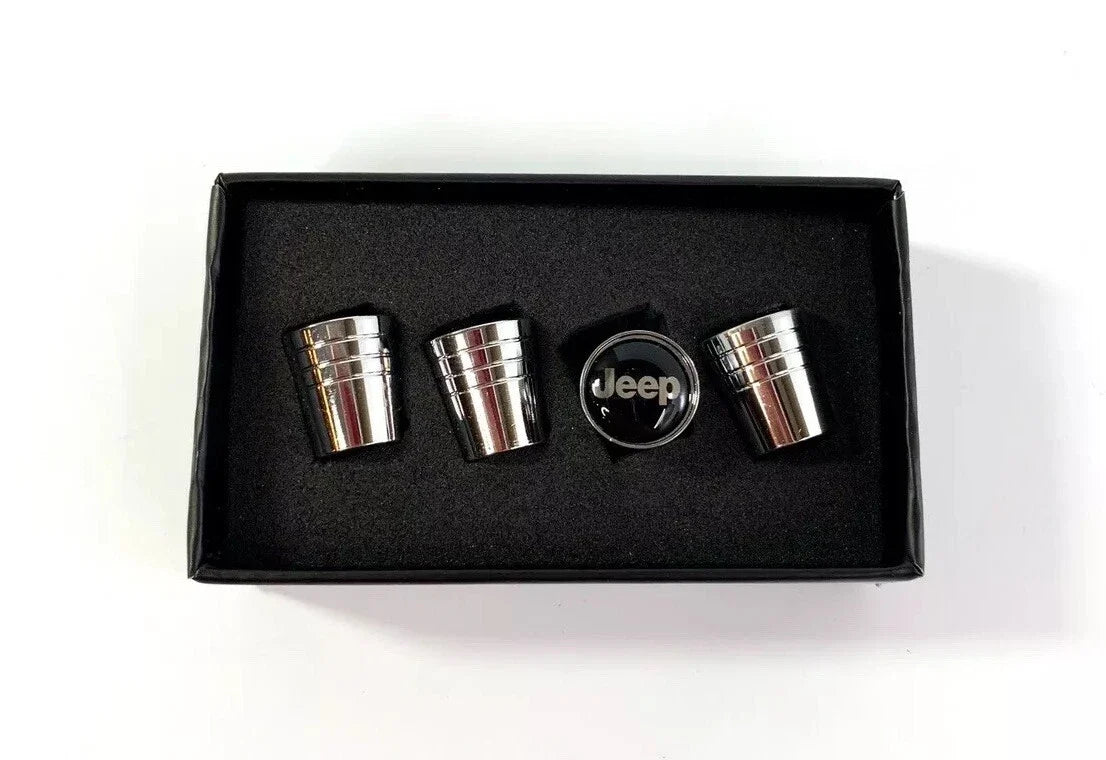 Valve Stem Caps Chrome Tapered Black for Jeep Wrangler JL (2018–2024)