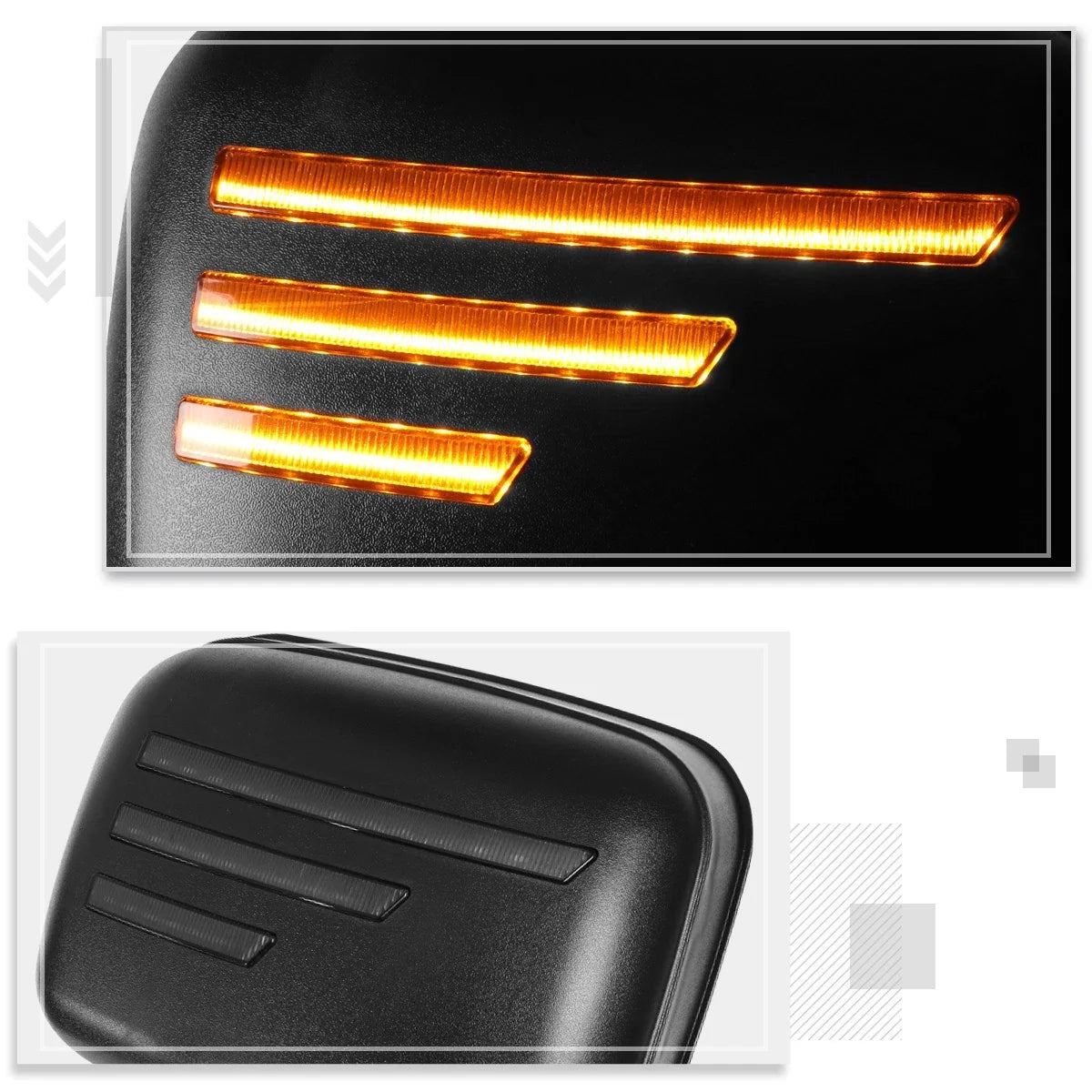 Amber Sequential LED Signal Side Hood Mirrors for Freightliner Cascadia (2008–2017)