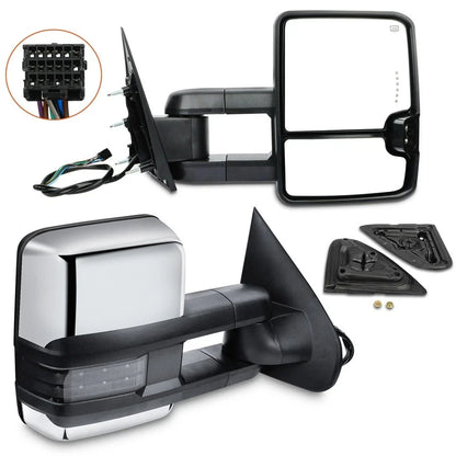 Set of 2 Chrome Power Heated Towing Mirrors for Silverado Sierra (2014–2018)