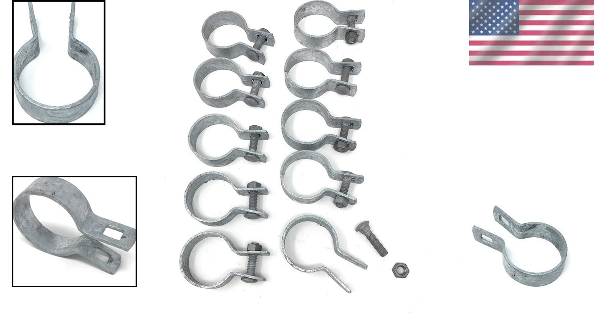 10 Pack Brace Bands for Chain Link Fence - Includes Bolts & Nuts