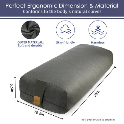Yoga Bolster Pillow for Meditation (26x10.5x5.5in, Purple)
