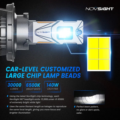 H13 9008 LED Bulbs for High Low Beam Conversion Kits (6500K, 130W)