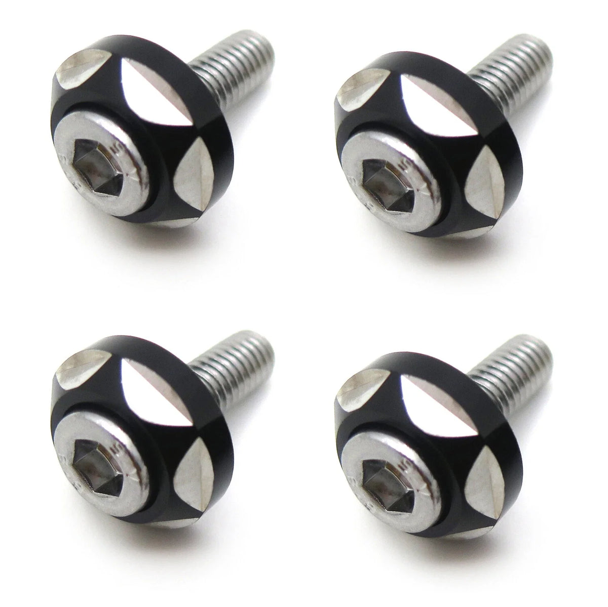 Set of 4 Black Aluminum Alloy License Plate Bolt Screws for Car Motorcycle