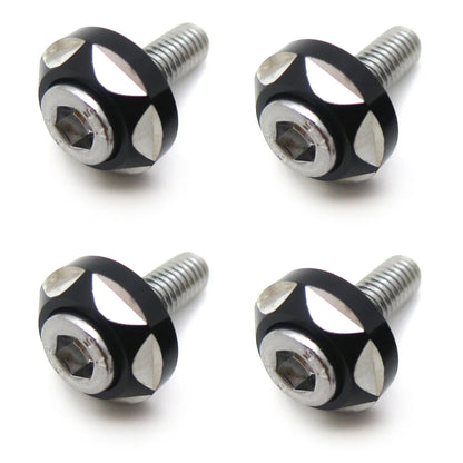 Set of 4 Black Aluminum Alloy License Plate Bolt Screws for Car Motorcycle