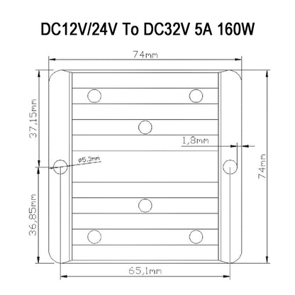 Waterproof DC/DC Converter Regulator 12V/24V to 32V 5A I015-A139
