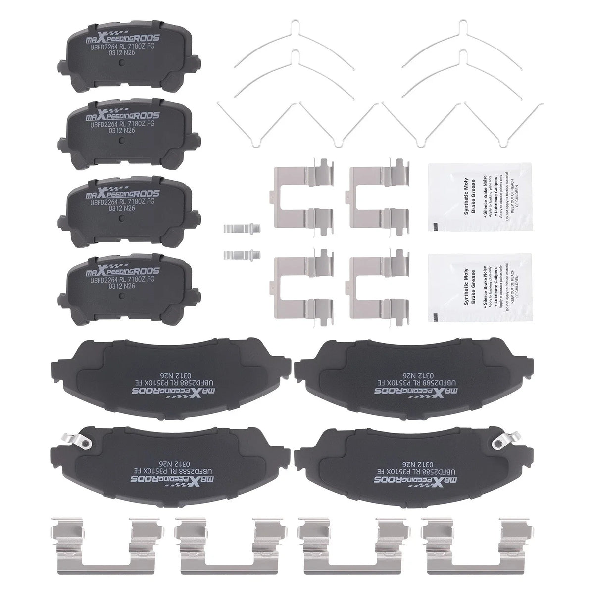 8pcs Brake Pads Set for Honda Ridgeline Pilot/Acura MDX (2006–2021)