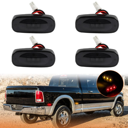 Set of 4 Smoked LED Fender Side Marker Lights for Dodge Ram 2500 3500 (2003–2018)