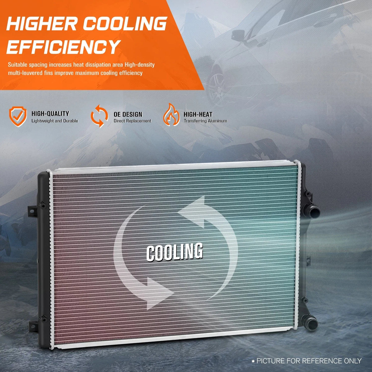 Aluminum Core Cooling Radiator for VW Beetle CC Eos GTI 2011–2017