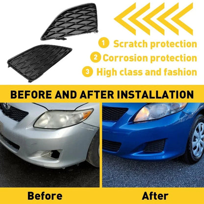 Set of 2 Front Bumper Fog Light Hole Cover Grilles for Toyota Corolla (2009–2010)