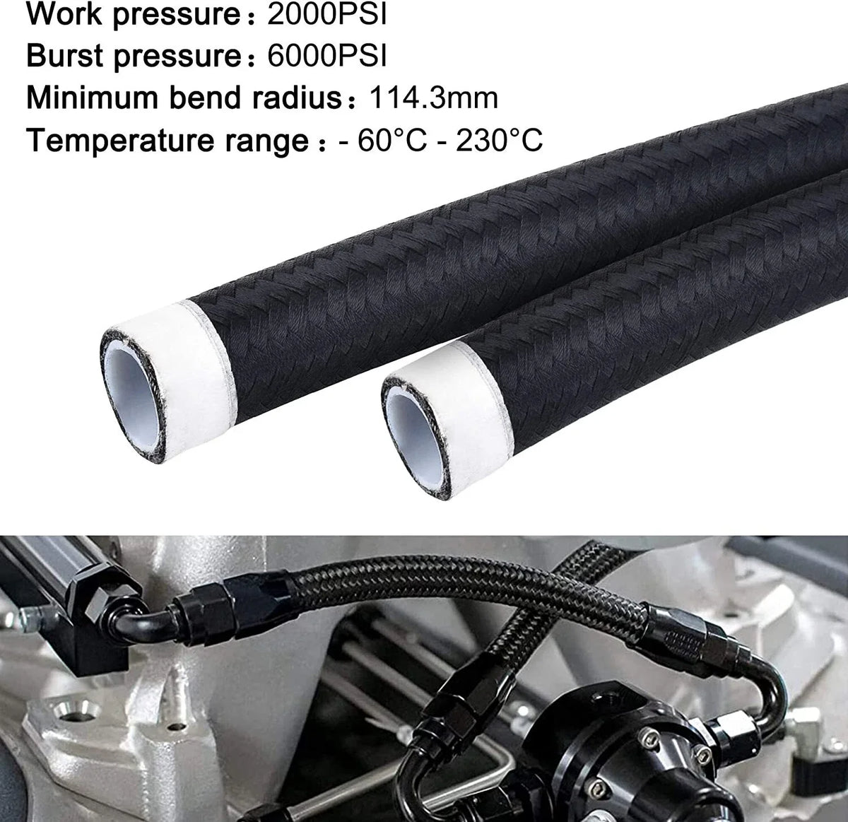 10AN E85 Nylon Braided PTFE Fuel Line Kit for Fuel Lines (10–20 ft)