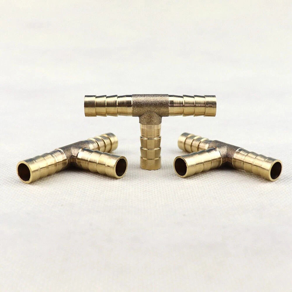 5 Pieces 5/16" (8mm) Hose Barb Tee Brass Pipe 3 Way T Fitting