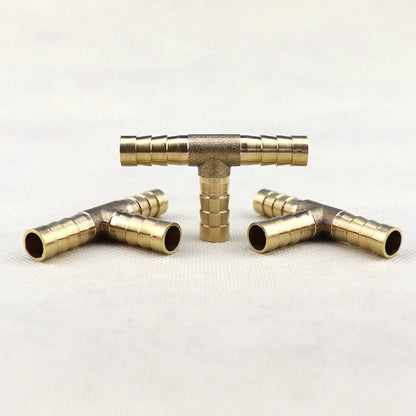 5 Pieces 5/16" (8mm) Hose Barb Tee Brass Pipe 3 Way T Fitting