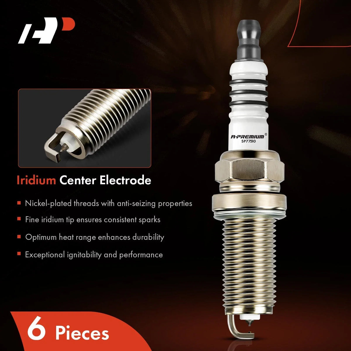 Set of 6 Iridium Platinum Spark Plugs for Honda Accord (2008–2017)