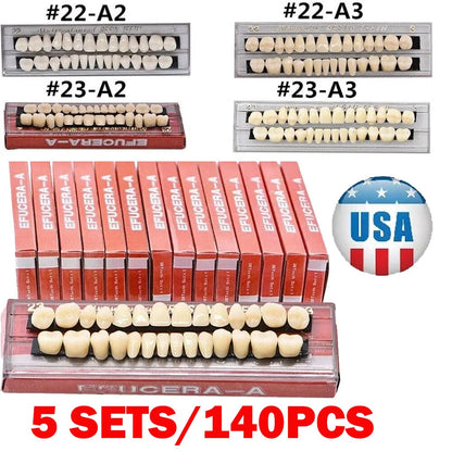 5 Set Dental Acrylic Resin Denture A2 A3 Shade Full Set Upper Lower