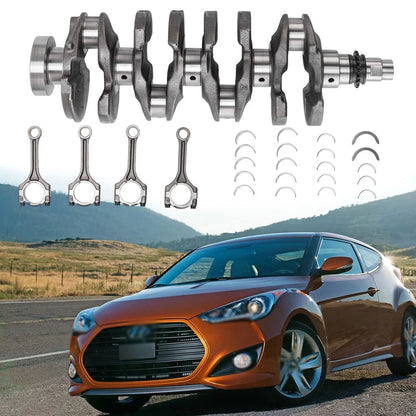 Crankshaft Assembly + Connecting Rod + Bearings Kit for Hyundai Kia 1.6L Turbo