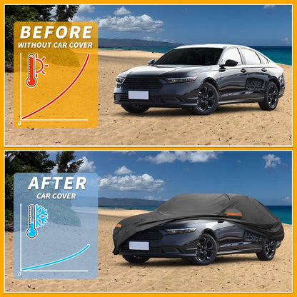 Waterproof Car Cover for Honda Accord Sedan (190T-PU, Black)