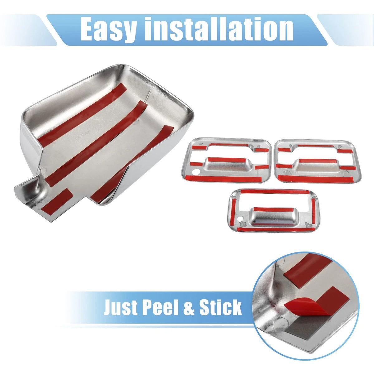 Set of 4 Chrome Mirror Covers & Door Handle Covers for Ford F-150 