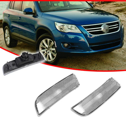 2X Front Fender Bumper Side Marker Reflector Light Clear for VW Tiguan (2009–2017)