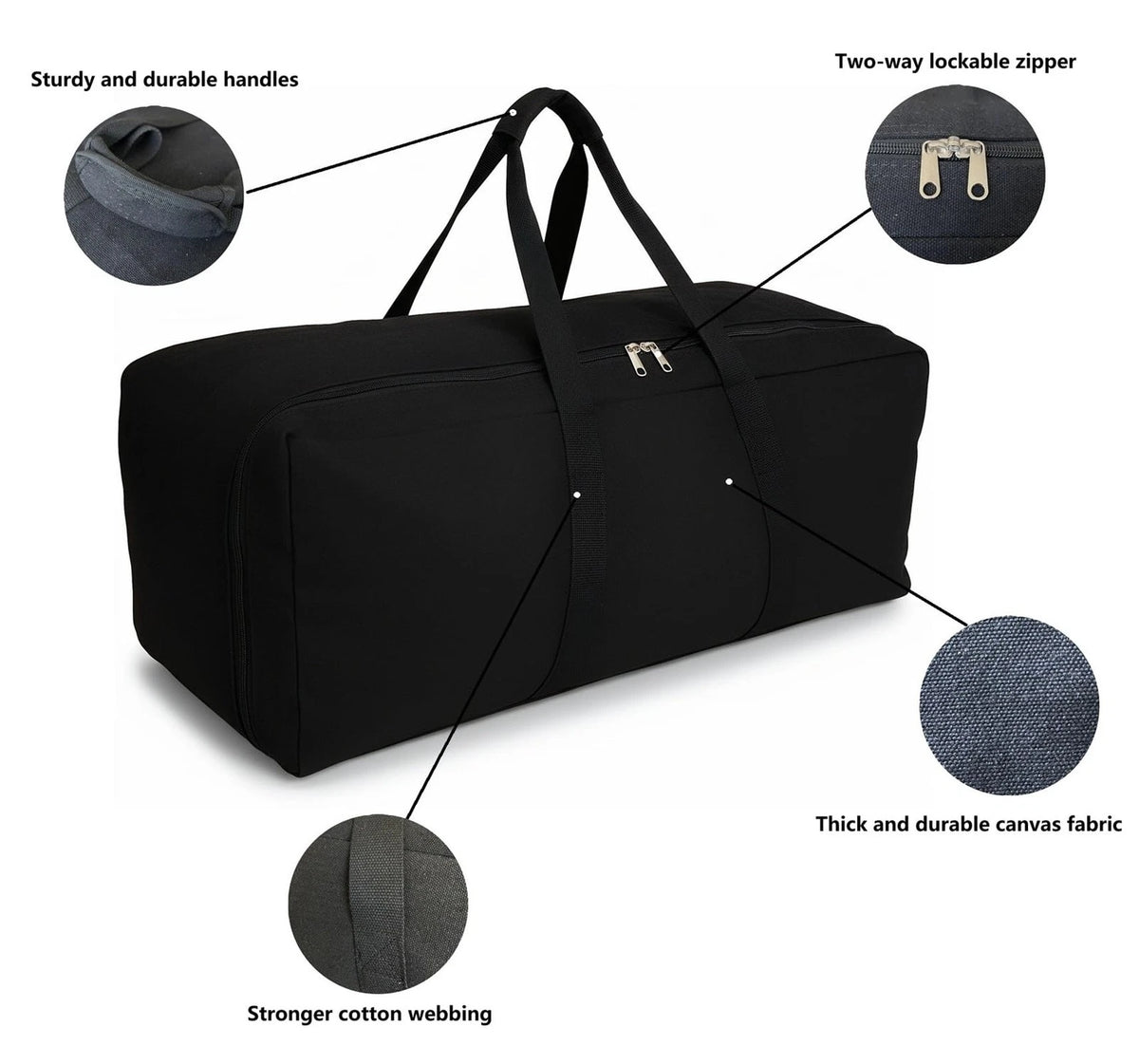 Extra Large Canvas Travel Duffle Bag for Army Green
