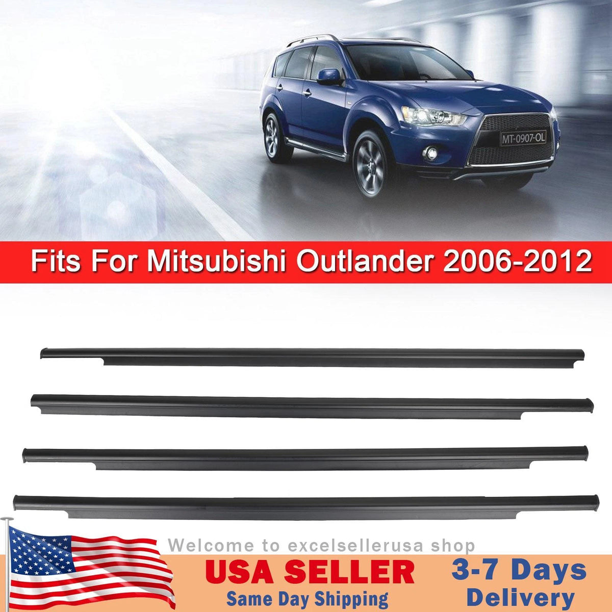 Set of 4 Weatherstrip Seal Belt Moulding for Mitsubishi Outlander (UE)