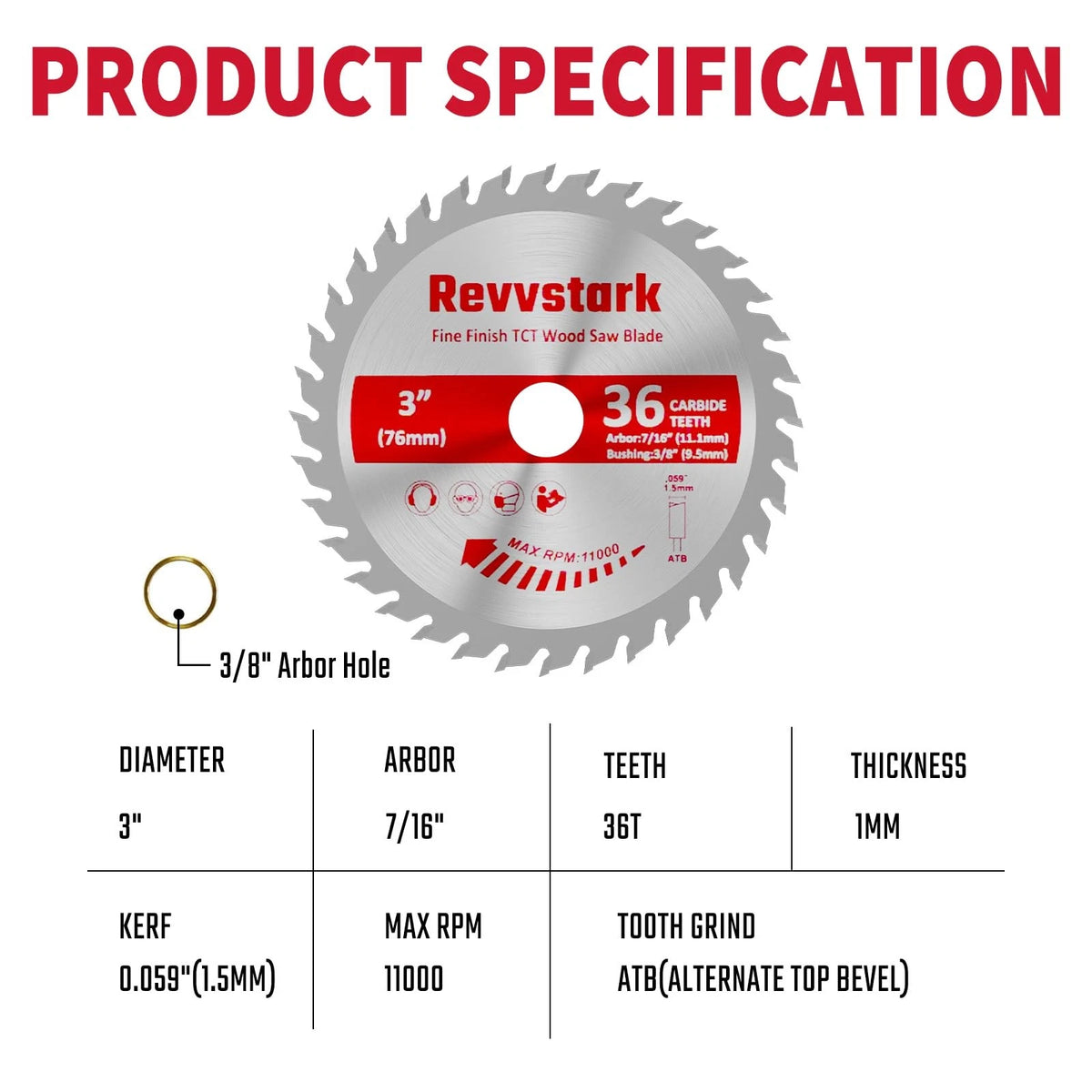 3 Pack 3 Inch 36 Tooth Carbide Circular Saw Blades
