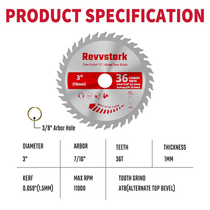 3 Pack 3 Inch 36 Tooth Carbide Circular Saw Blades