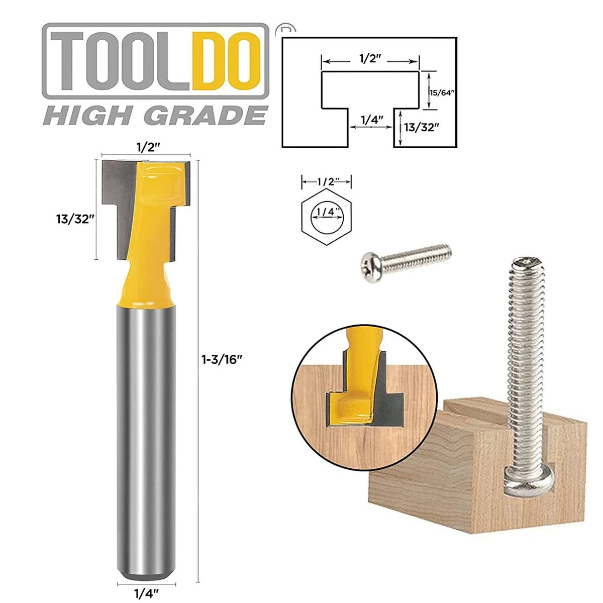 Keyhole Router Bit Set for Router (1/4 Inch Shank, 5 Pcs)