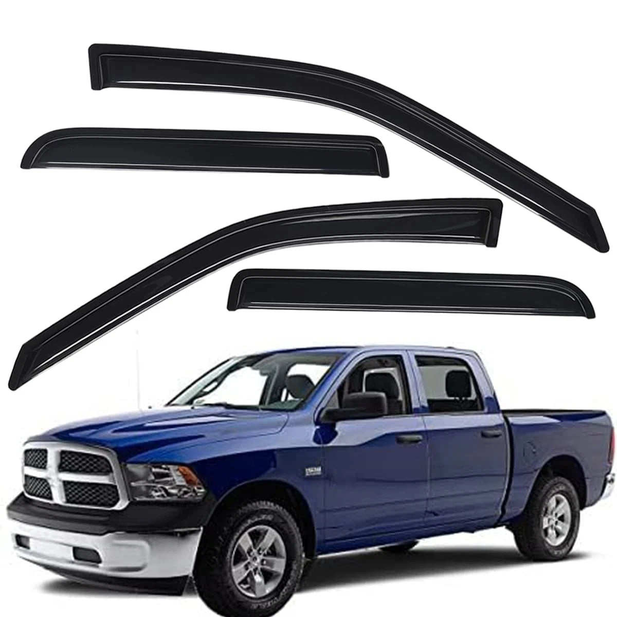 Set of 4 Outside Mount Window Visors for Dodge Ram (2009–2024)