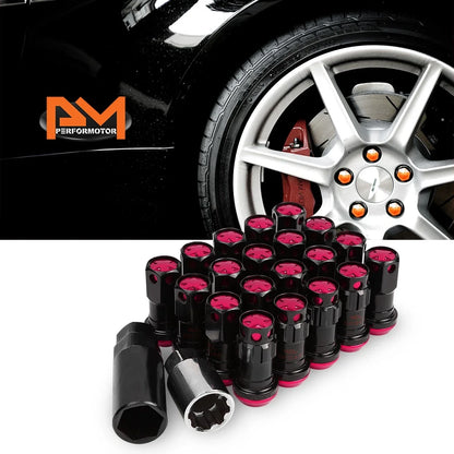 Set of 20 M12X1.25 Pink JDM Closed End Lug Nuts with Spline Locks & Key