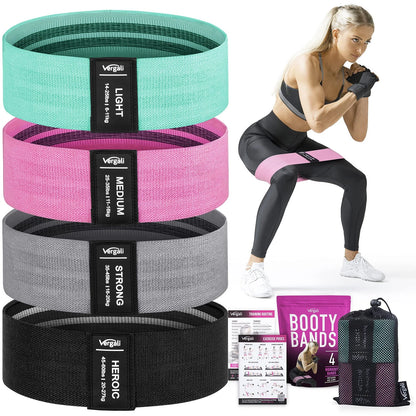 Resistance Bands Set of 4 for Workout - Aqua, Pink, Grey, Black
